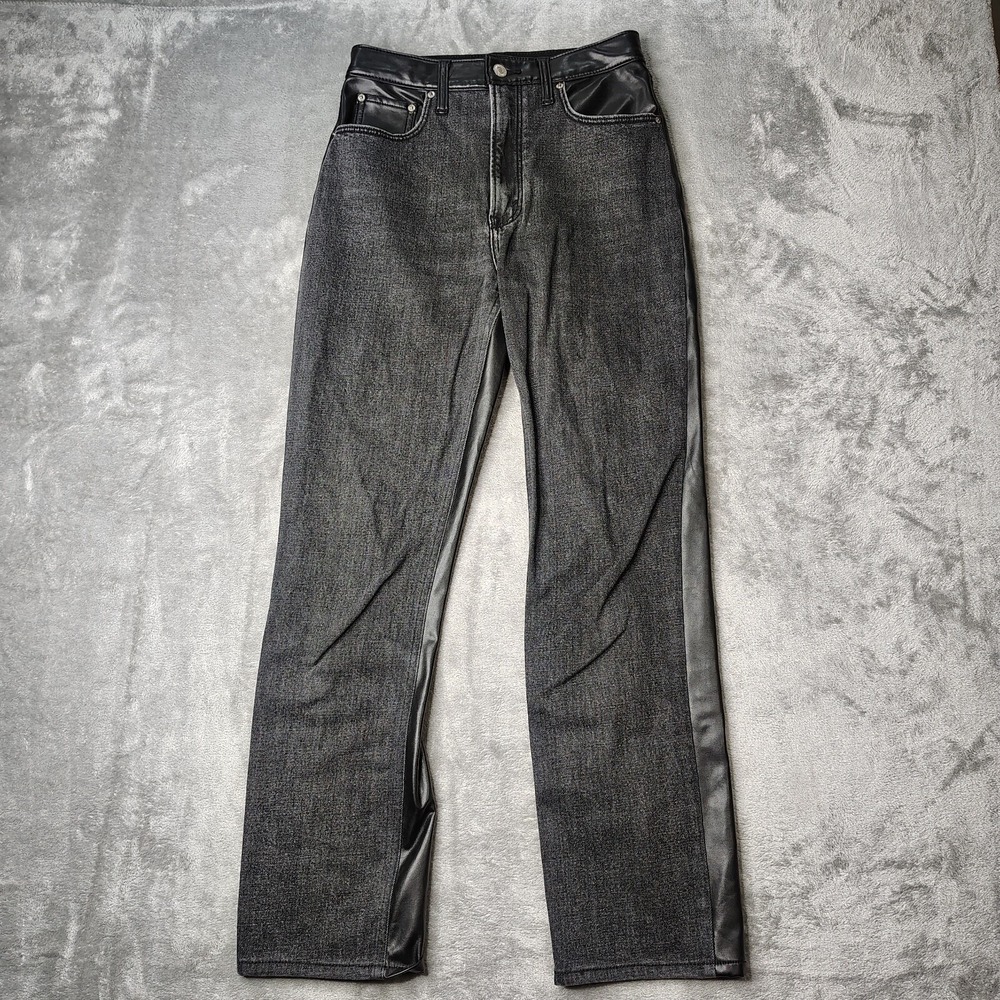Abercrombie & Fitch Jeans 27‎ Ankle Straight Ultra High Rise Denim Faux Leather